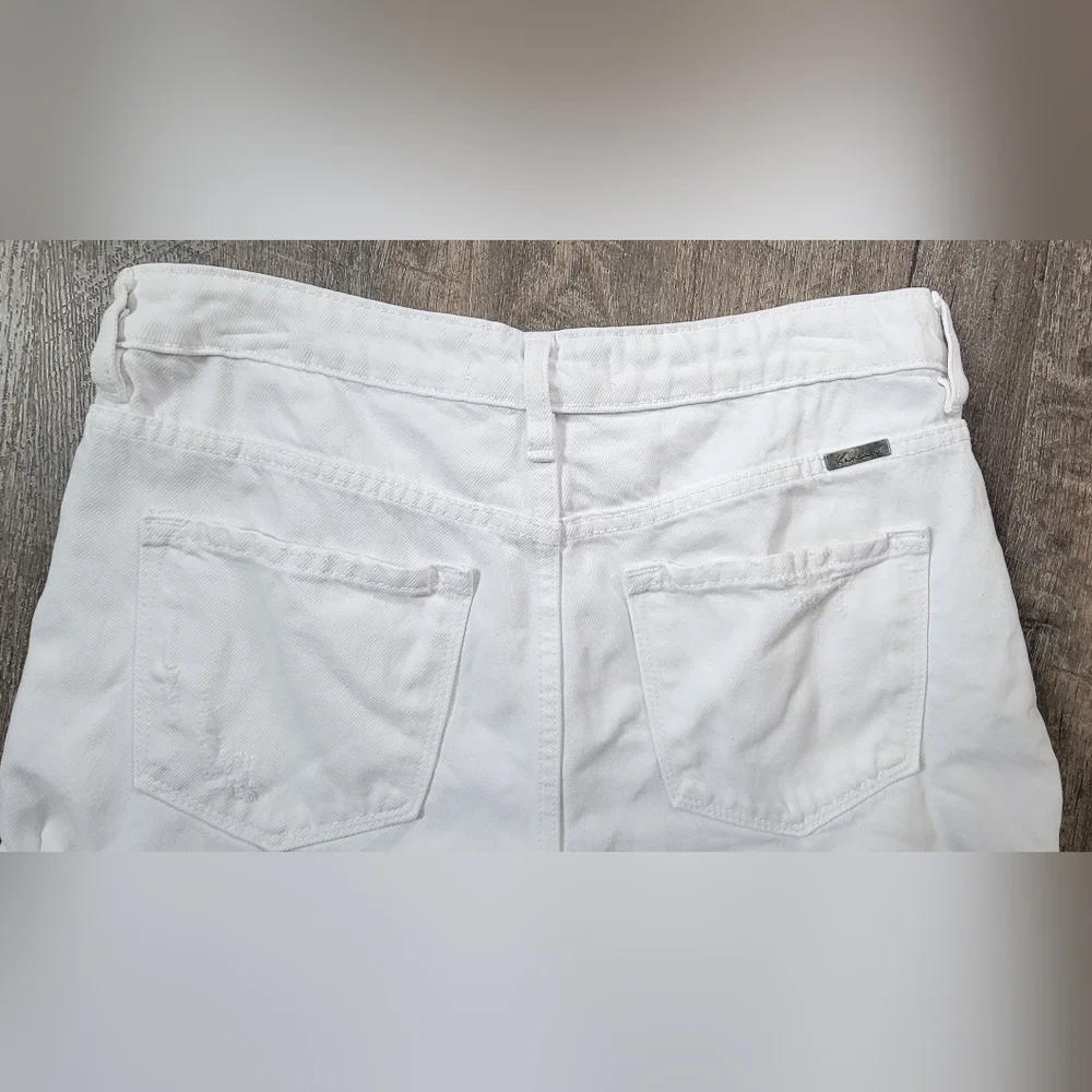 KanCan Tanner Distressed Mini Jean Shorts Women's M White 100% Cotton Cuff Leg - Picture 4 of 11